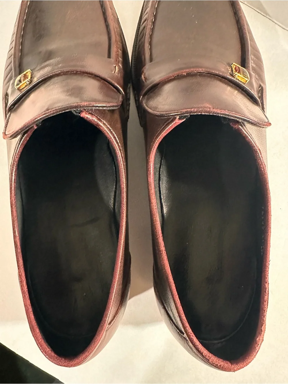 Vintage Florsheim Riva Loafers 11 C Burgundy Kidskin Bit Slip On Made in USA